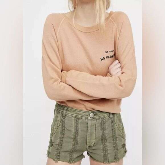 Free People Great Expectations Lace Shorts Olive Green Size 4 Button Fly Shorts - Picture 1 of 9